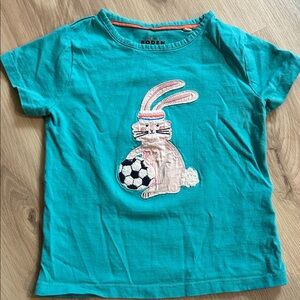 Mini Boden Kids Teal Bunny Soccer T-Shirt